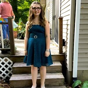 Beautiful blue/ green homecoming dress.